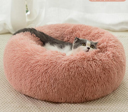 Round Plush Winter Pet Bed – Warm Cat & Dog Kennel Mat