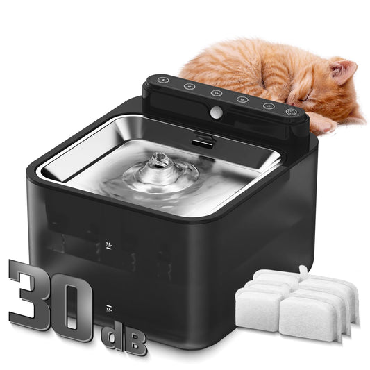 Wireless Cat Water Fountain Battery OperatedWater Fountains for Cats Indoor108oz/3.2L Motion Sensor Pet Water FountainBPA-Free 3 Filters
