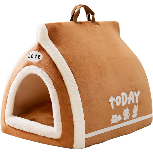 Toast Bread Cat Bed – Semi-Closed Warm Pet Lounger