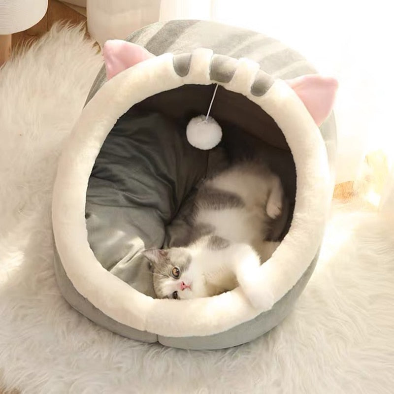 Sweet Cozy Cat Bed Cave – Washable Kitten Lounger Cushion