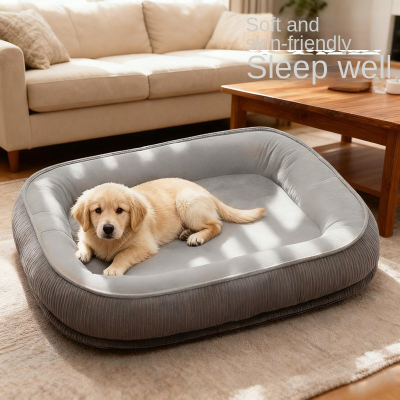 All-Season Semi-Enclosed Dog House – Washable Pet Bed