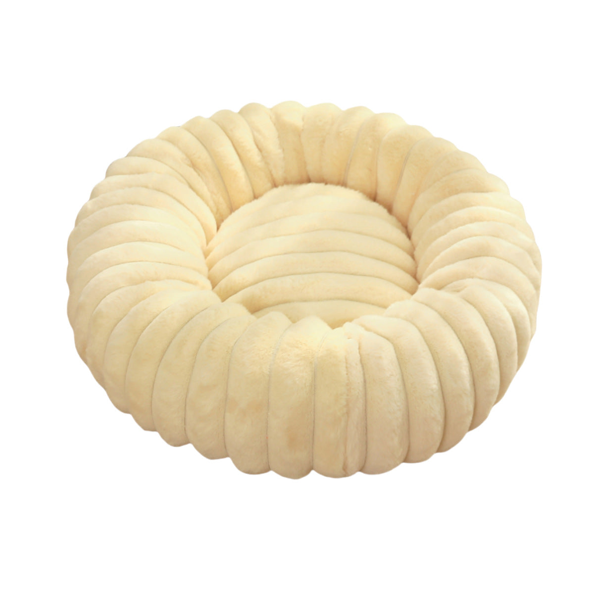 Round Long-Hair Plush Pet Bed – Warm Cat & Dog Mat