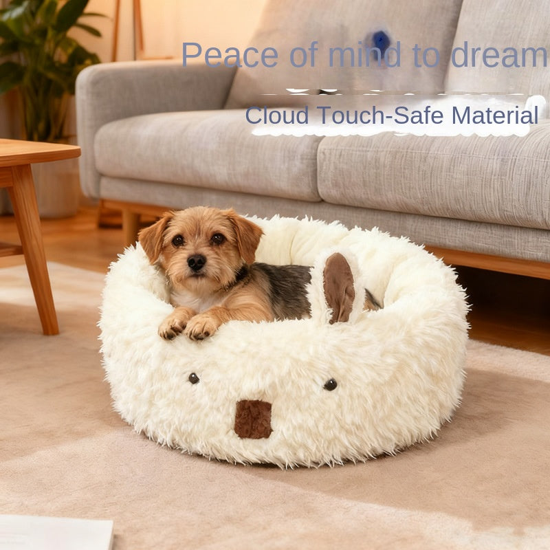 Half-Enclosed Winter Dog Bed – Warm Pet Nest & Pad