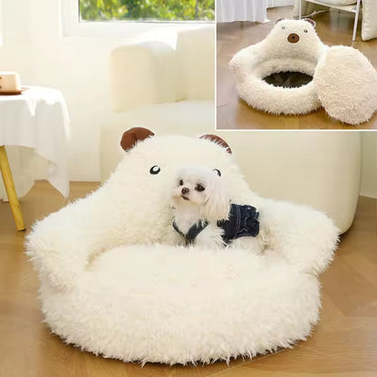 Alpaca Cat Bed House – Cute Winter Warm Pet Nest