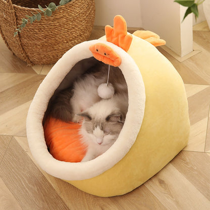 Sweet Cozy Cat Bed Cave – Washable Kitten Lounger Cushion