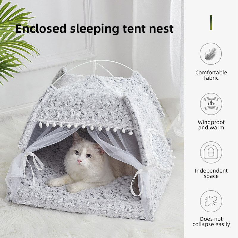 Summer Cat Kennel Tent – Semi-Enclosed Four Season Villa Bed