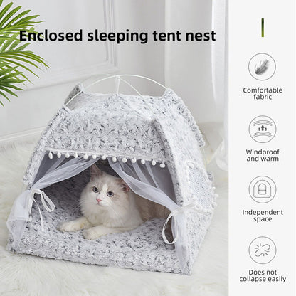 Summer Cat Kennel Tent – Semi-Enclosed Four Season Villa Bed