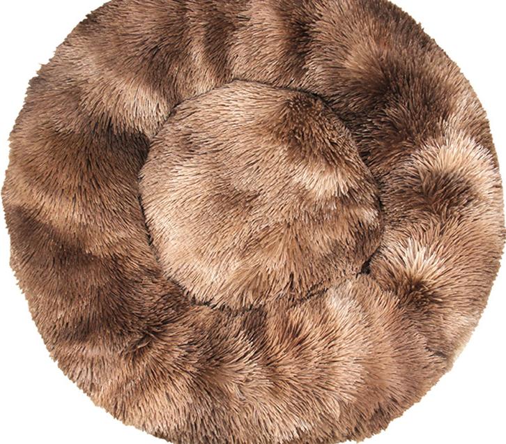 Round Plush Winter Pet Bed – Warm Cat & Dog Kennel Mat