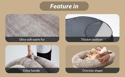Giant Human-Size Dog Bed – Portable Pet Bed for Adults & Pets