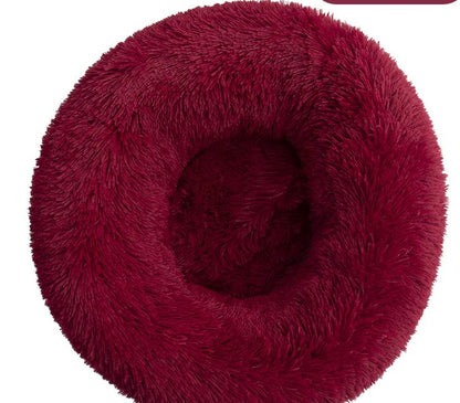 Round Plush Winter Pet Bed – Warm Cat & Dog Kennel Mat
