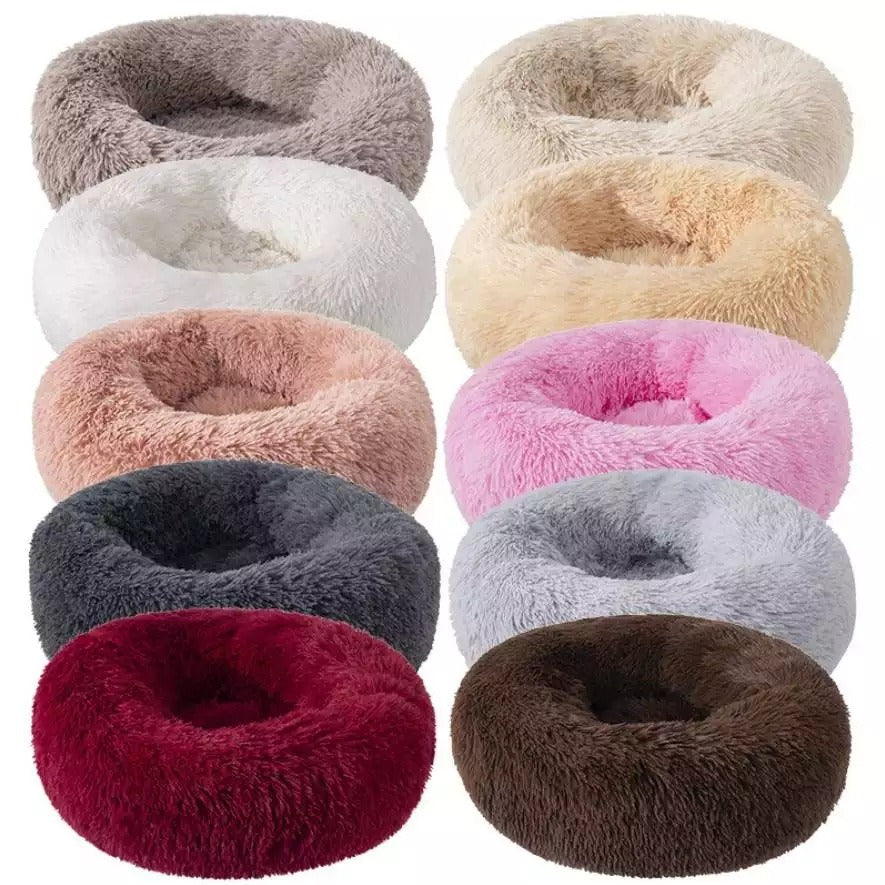 Round Plush Winter Pet Bed – Warm Cat & Dog Kennel Mat