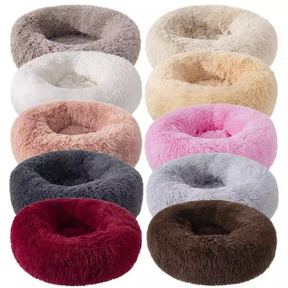 Round Plush Winter Pet Bed – Warm Cat & Dog Kennel Mat