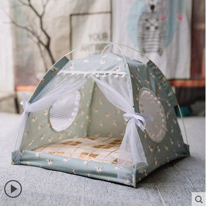 Summer Cat Tent House – Semi-Enclosed Four Season Pet Bed