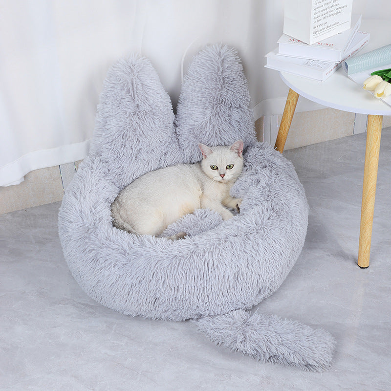Round Plush Cat House – All Season Warm Pet Bed