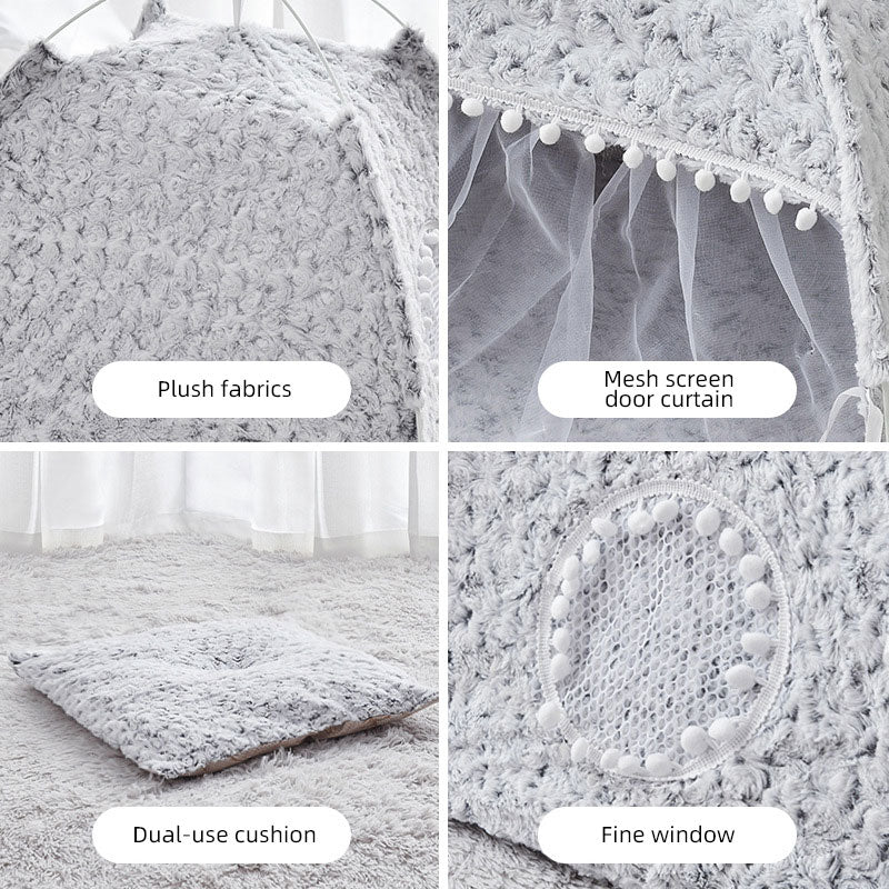 Summer Cat Kennel Tent – Semi-Enclosed Four Season Villa Bed