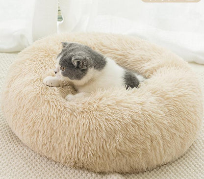Round Plush Winter Pet Bed – Warm Cat & Dog Kennel Mat
