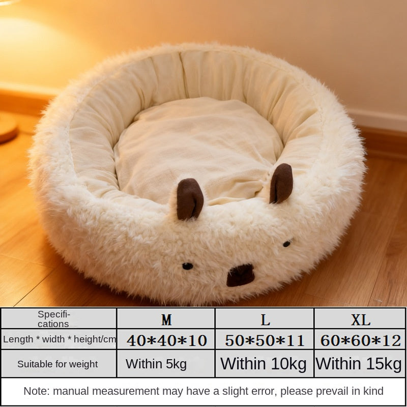 Half-Enclosed Winter Dog Bed – Warm Pet Nest & Pad