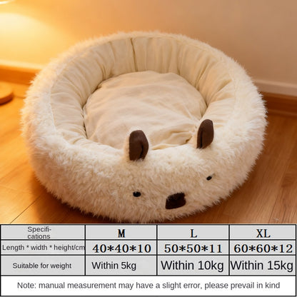 Half-Enclosed Winter Dog Bed – Warm Pet Nest & Pad