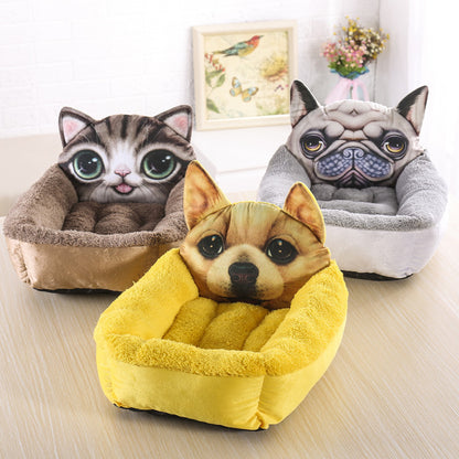 3D Cartoon Shape Dog & Cat House – Warm Pet Mattress