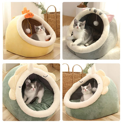 Sweet Cozy Cat Bed Cave – Washable Kitten Lounger Cushion