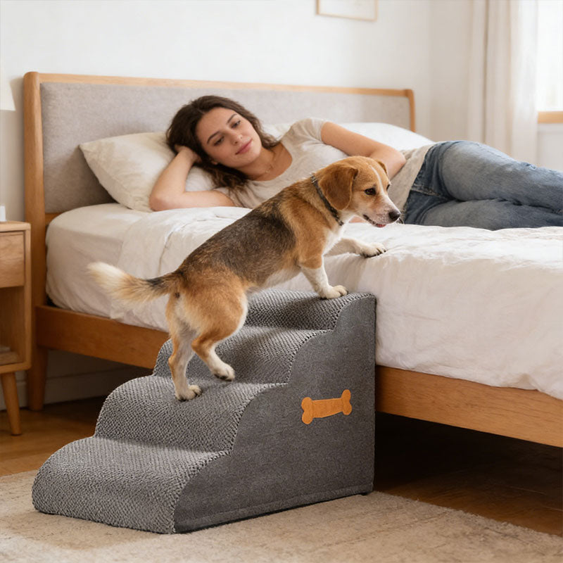 Dog Stair Ramp with Bone Handle – Safe Steps for Elderly Dogs