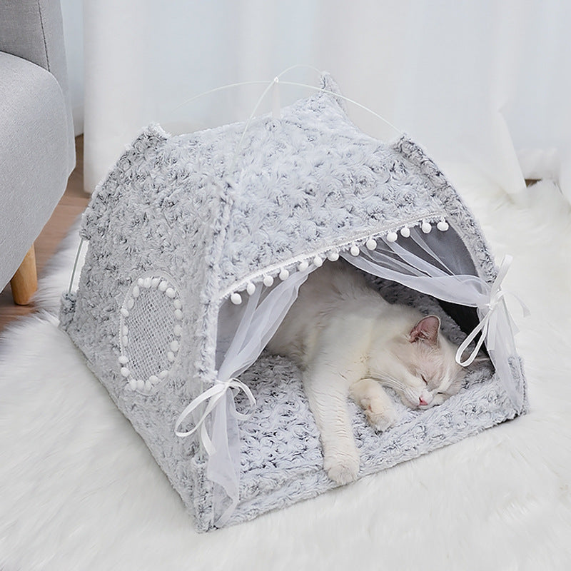 Summer Cat Kennel Tent – Semi-Enclosed Four Season Villa Bed
