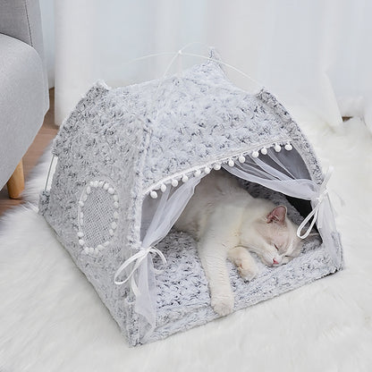 Summer Cat Kennel Tent – Semi-Enclosed Four Season Villa Bed