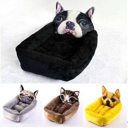 3D Cartoon Shape Dog & Cat House – Warm Pet Mattress