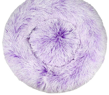Round Plush Winter Pet Bed – Warm Cat & Dog Kennel Mat