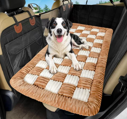 Checkered Car Back Seat Dog Bed Mat – Thickened Pet Seat Pad
