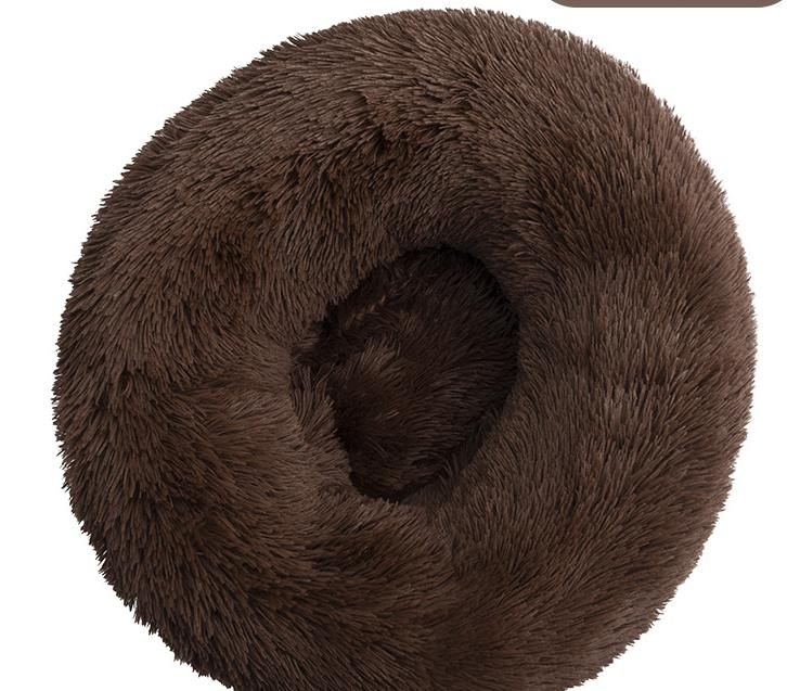 Round Plush Winter Pet Bed – Warm Cat & Dog Kennel Mat