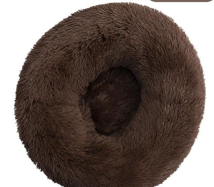 Round Plush Winter Pet Bed – Warm Cat & Dog Kennel Mat
