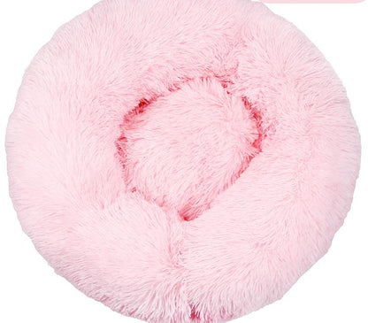 Round Plush Winter Pet Bed – Warm Cat & Dog Kennel Mat