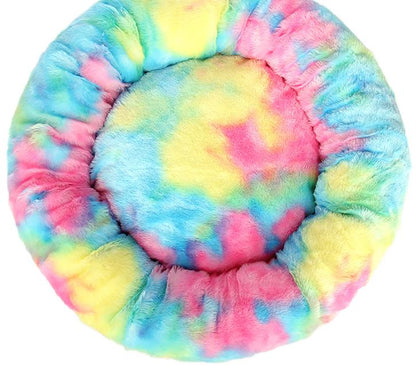 Round Plush Winter Pet Bed – Warm Cat & Dog Kennel Mat