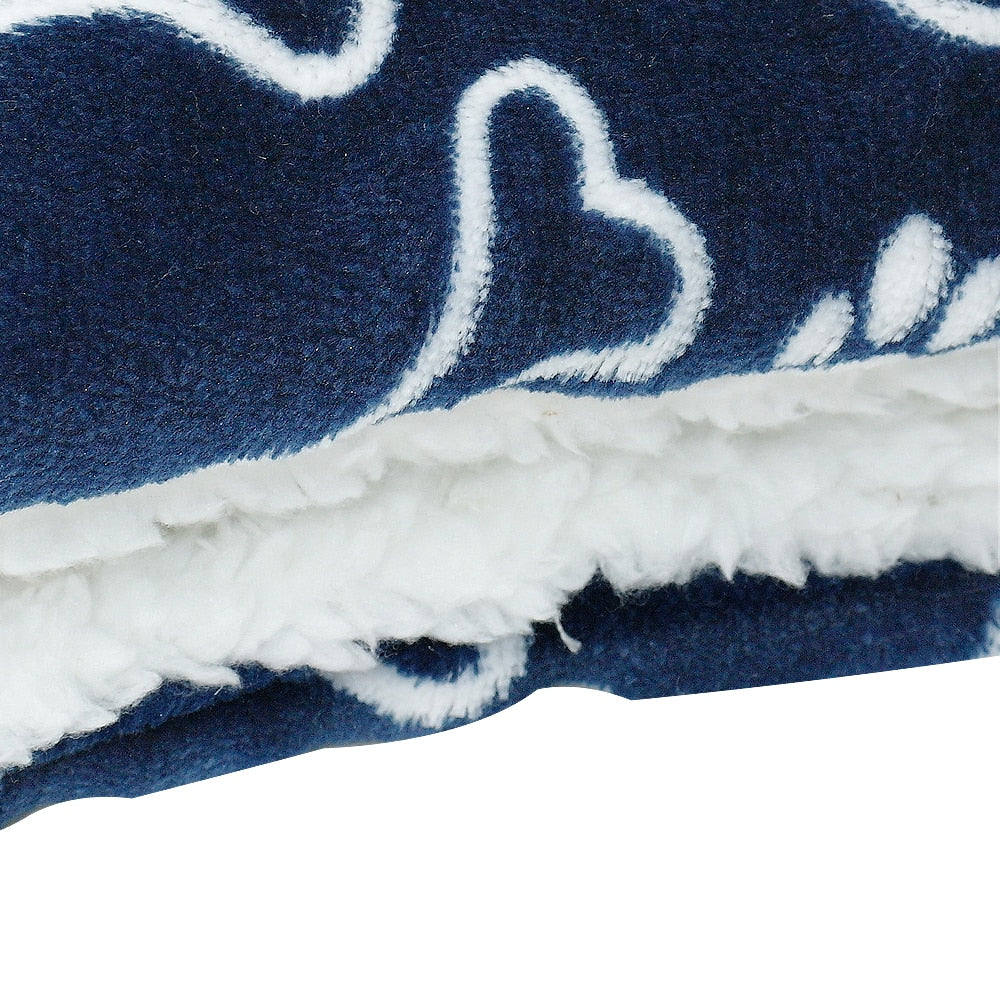 Paw Print Fleece Dog Bed Mat – Warm Blanket for Dogs & Cats