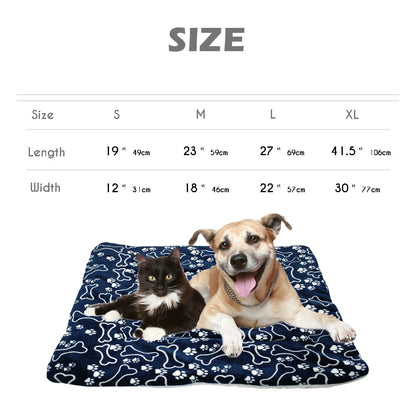 Paw Print Fleece Dog Bed Mat – Warm Blanket for Dogs & Cats