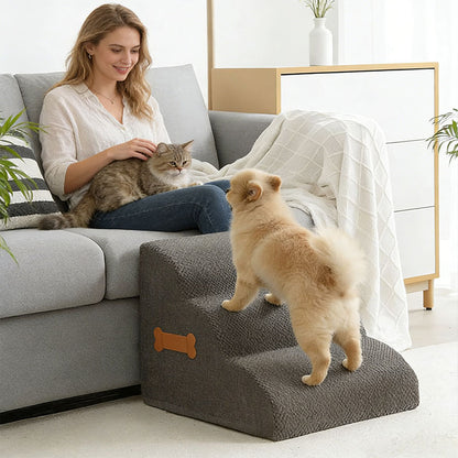 Dog Stair Ramp with Bone Handle – Safe Steps for Elderly Dogs