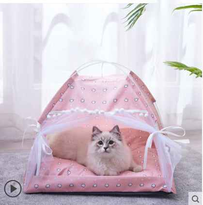 Summer Cat Tent House – Semi-Enclosed Four Season Pet Bed