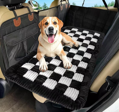 Checkered Car Back Seat Dog Bed Mat – Thickened Pet Seat Pad