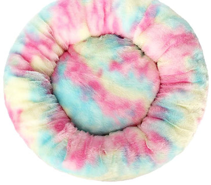 Round Plush Winter Pet Bed – Warm Cat & Dog Kennel Mat