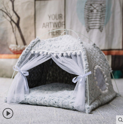 Summer Cat Tent House – Semi-Enclosed Four Season Pet Bed