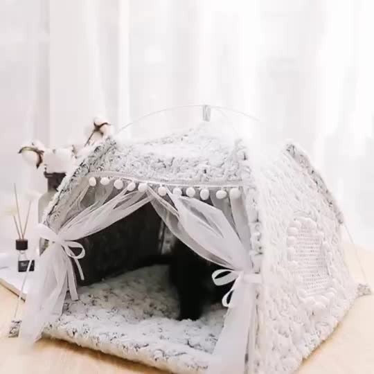 Summer Cat Tent House – Semi-Enclosed Four Season Pet Bed