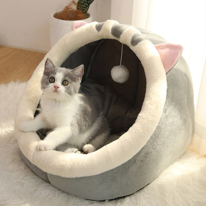 Sweet Cozy Cat Bed Cave – Washable Kitten Lounger Cushion