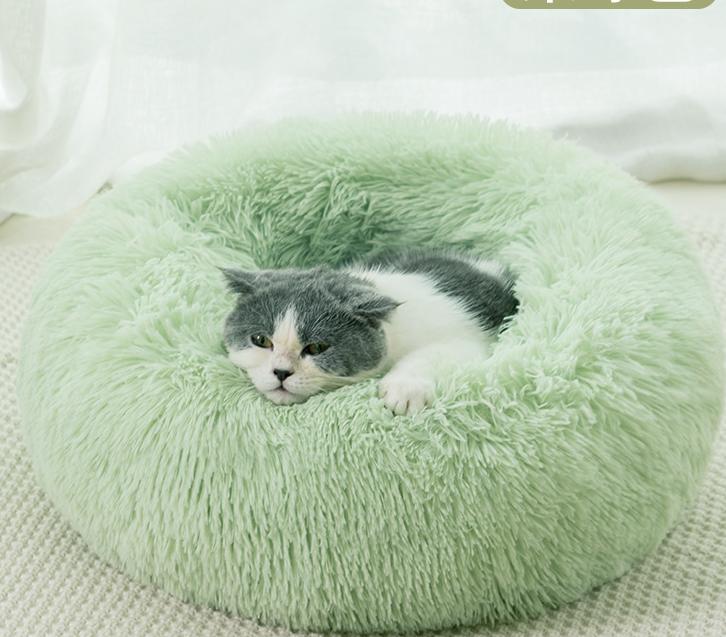 Round Plush Winter Pet Bed – Warm Cat & Dog Kennel Mat