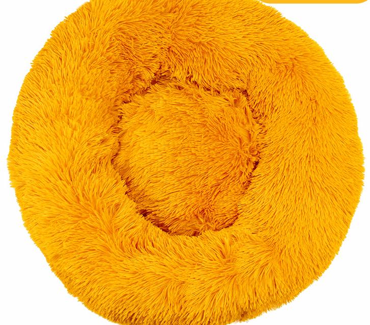 Round Plush Winter Pet Bed – Warm Cat & Dog Kennel Mat