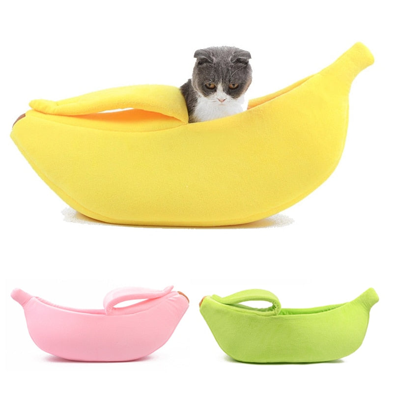 Banana Cat Bed House – Cozy Warm Pet Basket in 4 Colors
