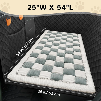 Checkered Car Back Seat Dog Bed Mat – Thickened Pet Seat Pad