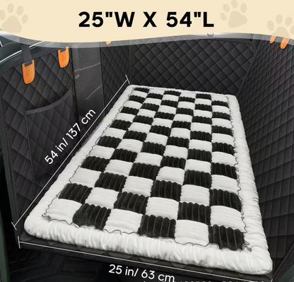Checkered Car Back Seat Dog Bed Mat – Thickened Pet Seat Pad