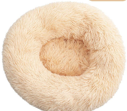 Round Plush Winter Pet Bed – Warm Cat & Dog Kennel Mat