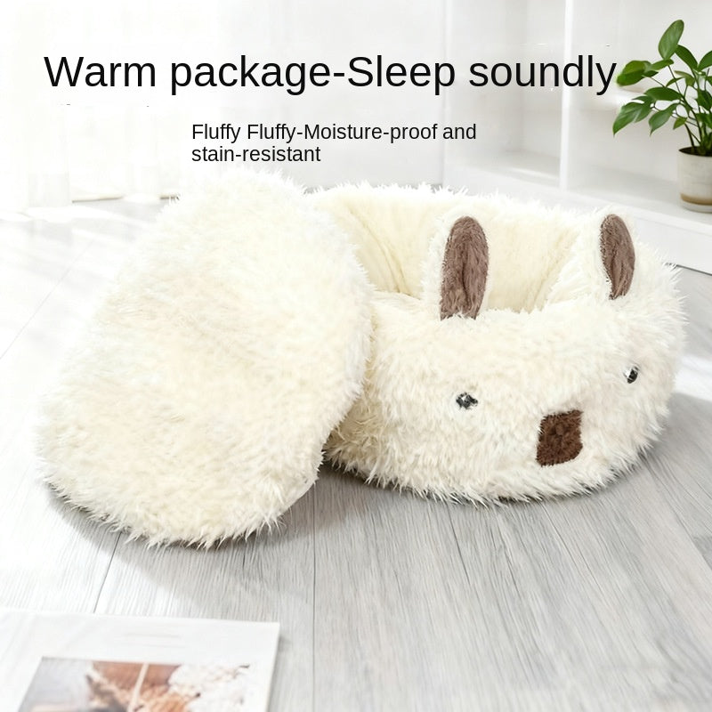 Half-Enclosed Winter Dog Bed – Warm Pet Nest & Pad